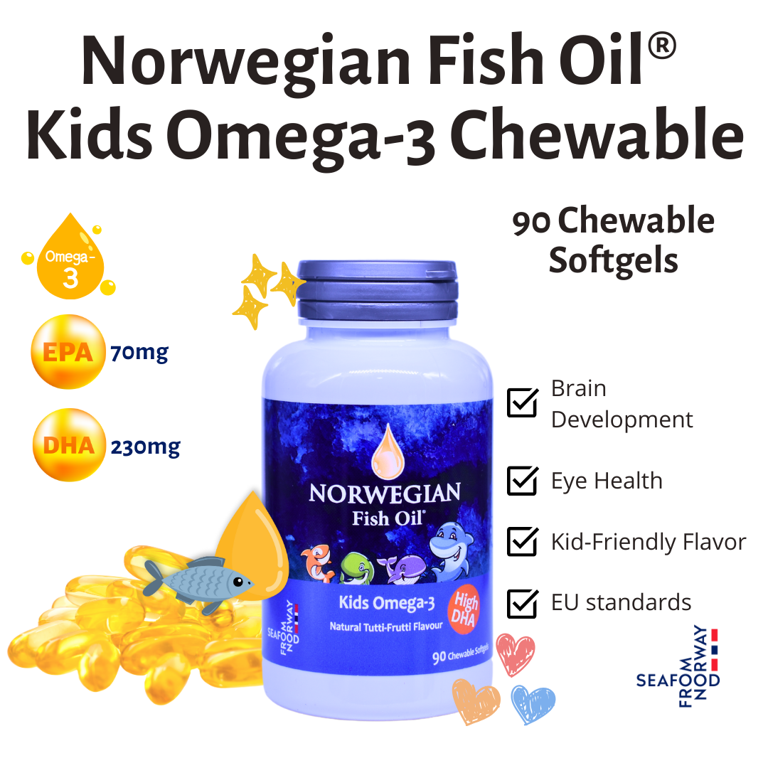 Norwegian Fish Oil Kids Omega-3 Chewable (90 Softgels)