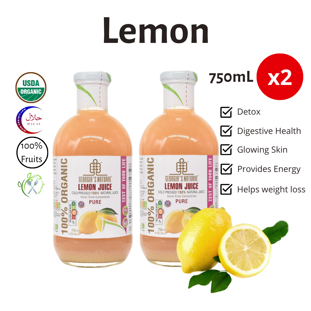 [Georgia's Natural] Lemon Juice 750mLX2 Bottles | 100% Pure Organic | PREMIUM