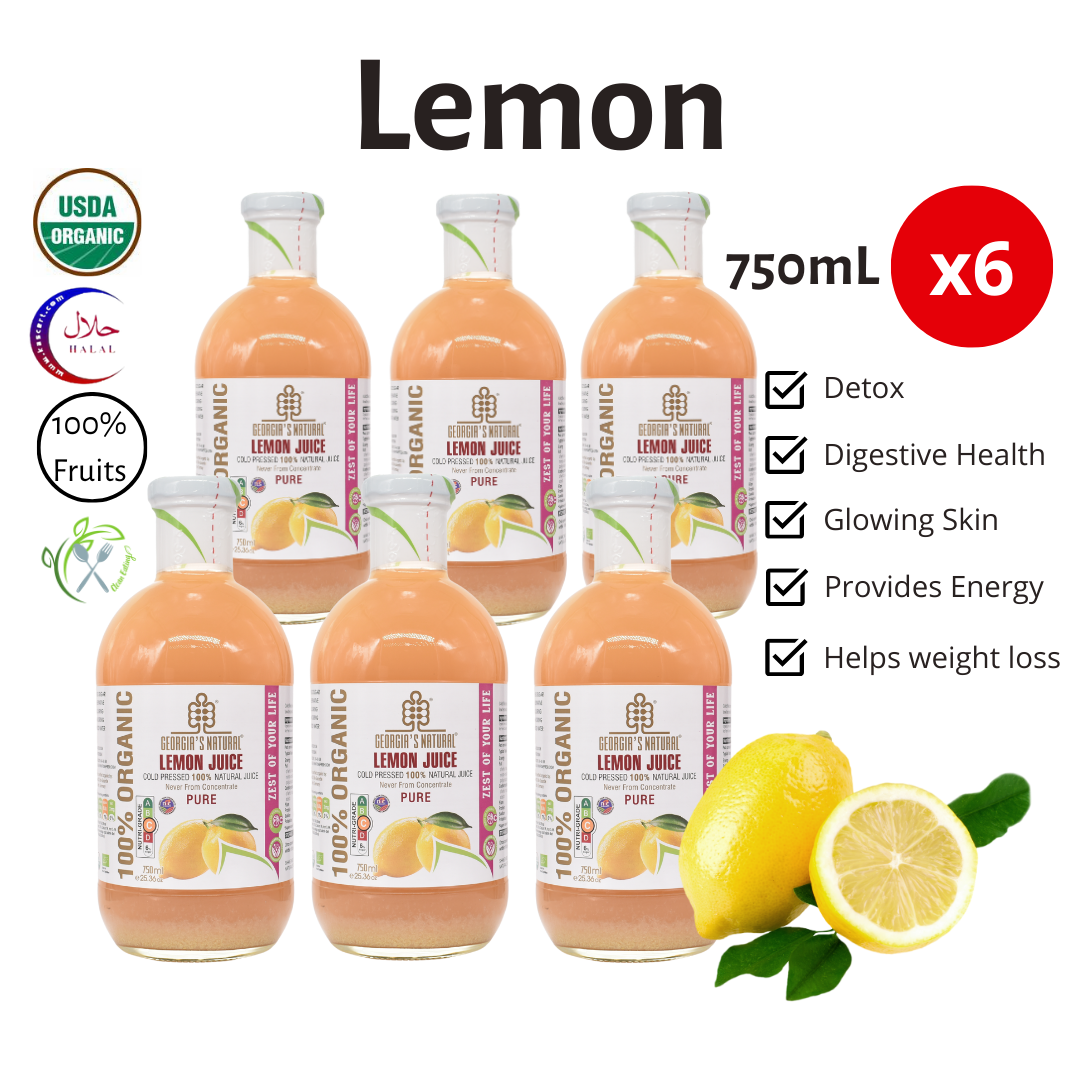 [Georgia's Natural] Lemon Juice 750mLX6 Bottles | 100% Pure Organic |  PREMIUM