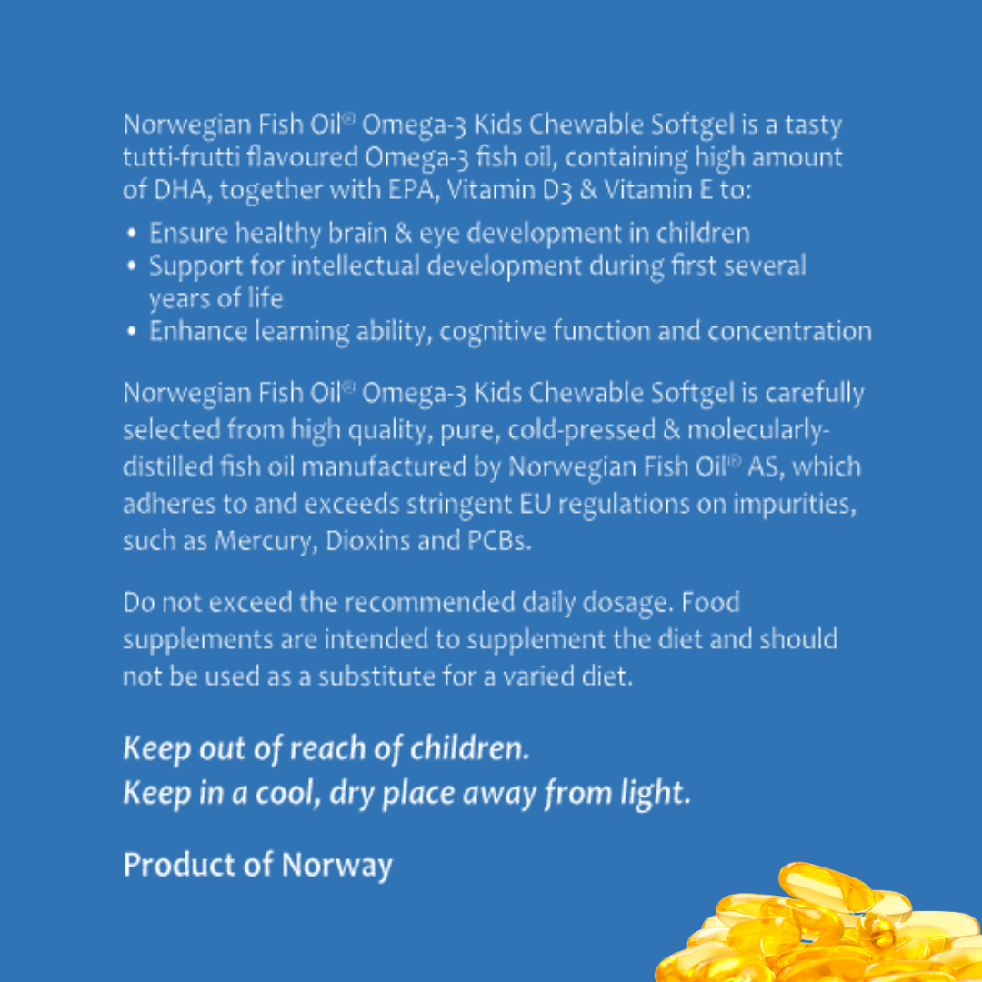 Norwegian Fish Oil Kids Omega-3 Chewable (90 Softgels)