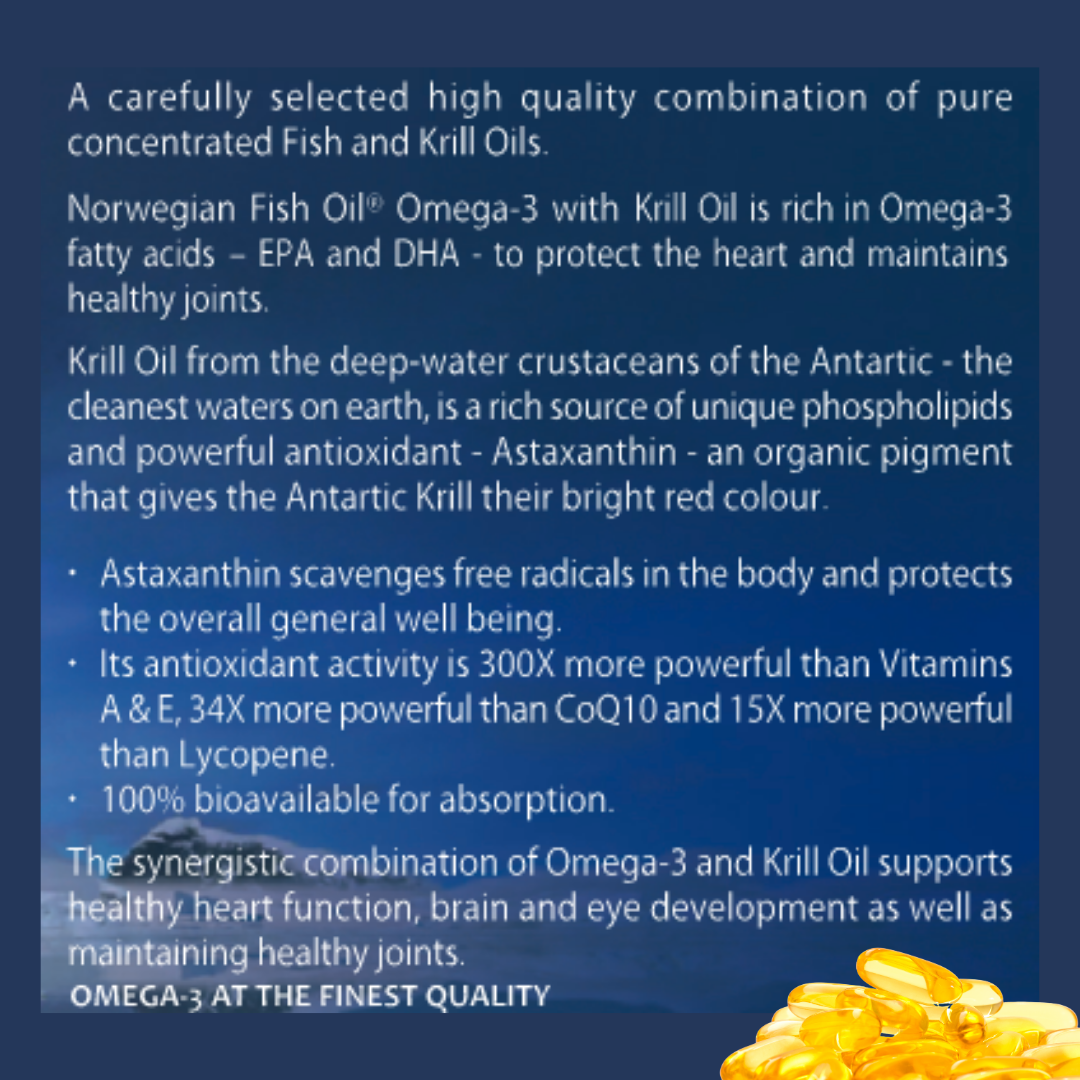 Norwegian Fish Oil Omega-3 with Krill Oil (180 Softgels)