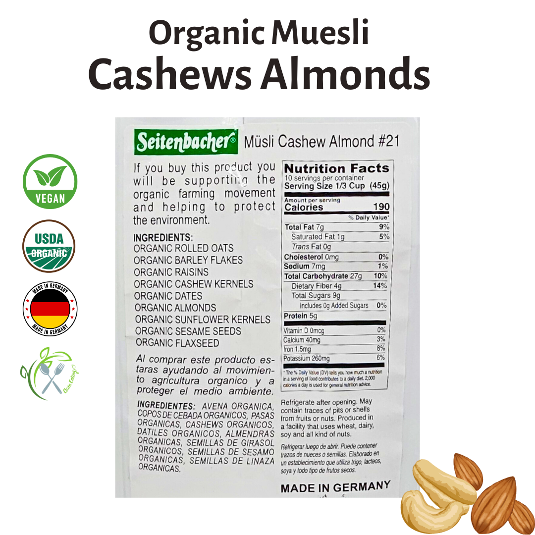 Seitenbacher Organic Muesli Cashews Almonds (454g)