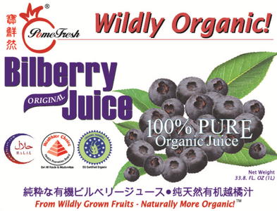 【PomeFresh】100% Pure Organic Bilberry Juice 1000mL - PomeFresh Organic Pte Ltd